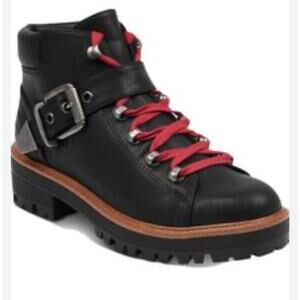 Indigo Rd Ibis2 Women's Faux Leather Lug Sole Combat & Lace Up Boots Black Sz 10